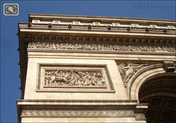 Sculpted friezes on the Arc de Triomphe