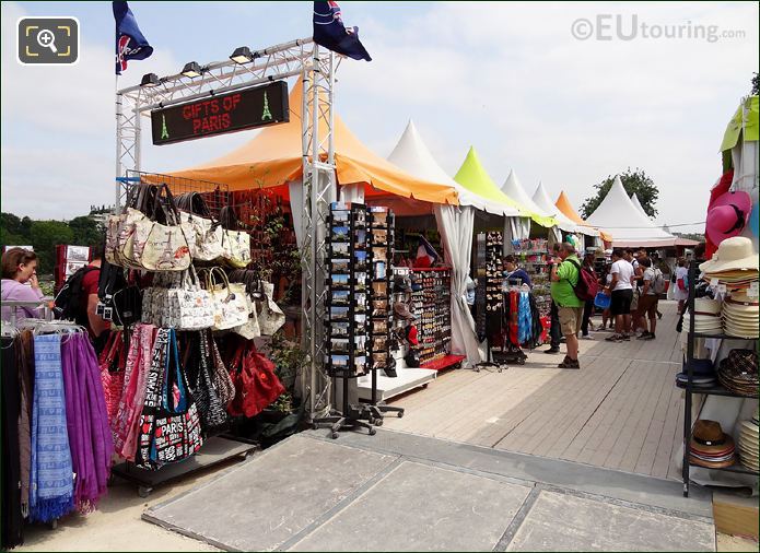 Market stalls next to Eiffel Tower