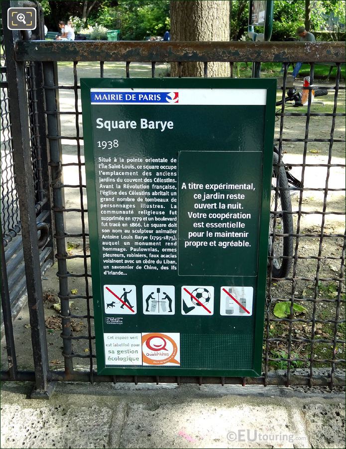 Square Barye information board