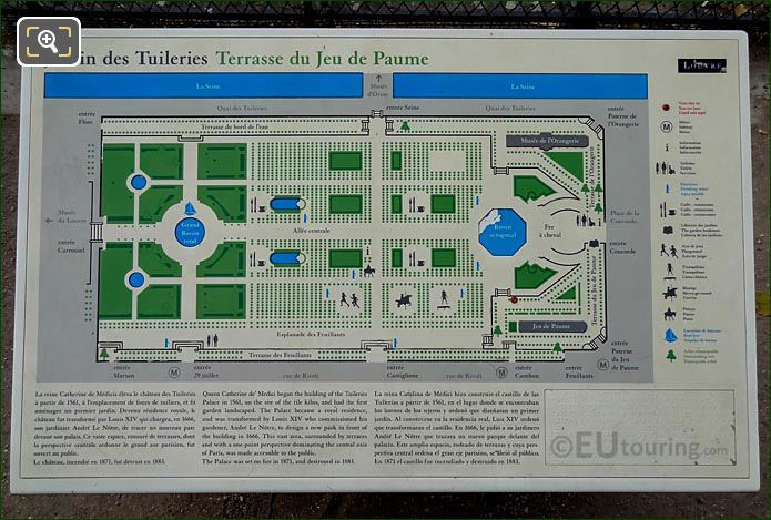 Information map of Jardin des Tuileries