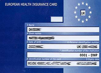 Front of UK European Health Insurance Card