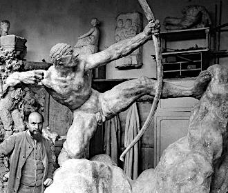Antoine Bourdelle with archer statue