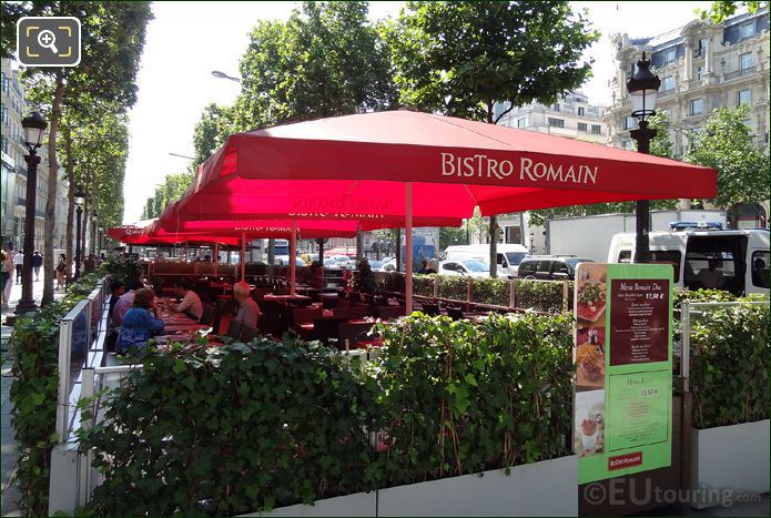 Terrace of Bistro Romain restaurant Champs Elysees