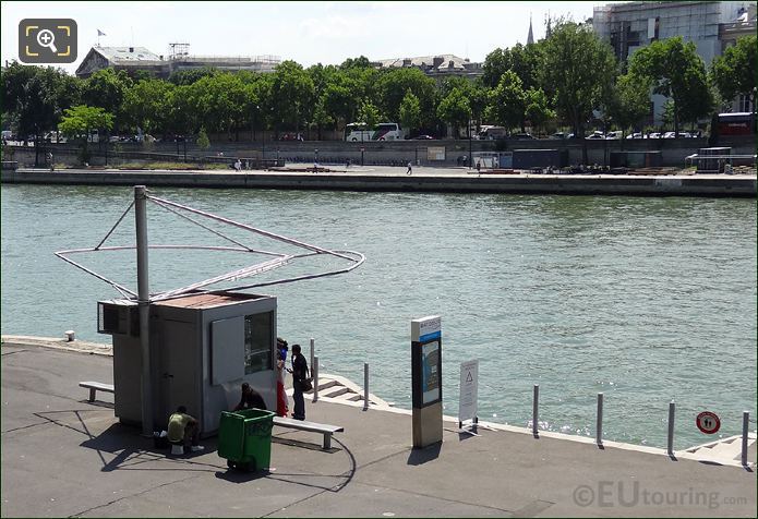 Batobus stop on River Seine quay with steps