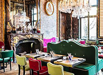 Cristal Room Baccarat restaurant fireplace