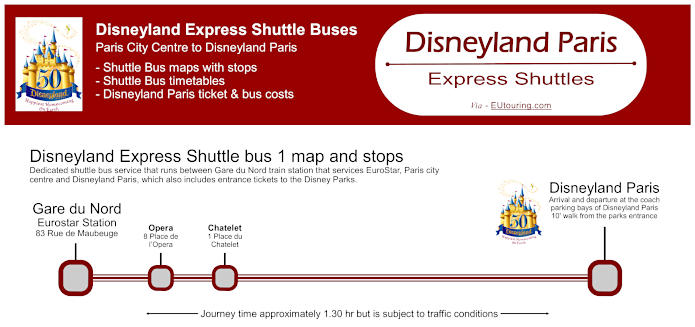 Disneyland Express bus to Disneyland Paris map