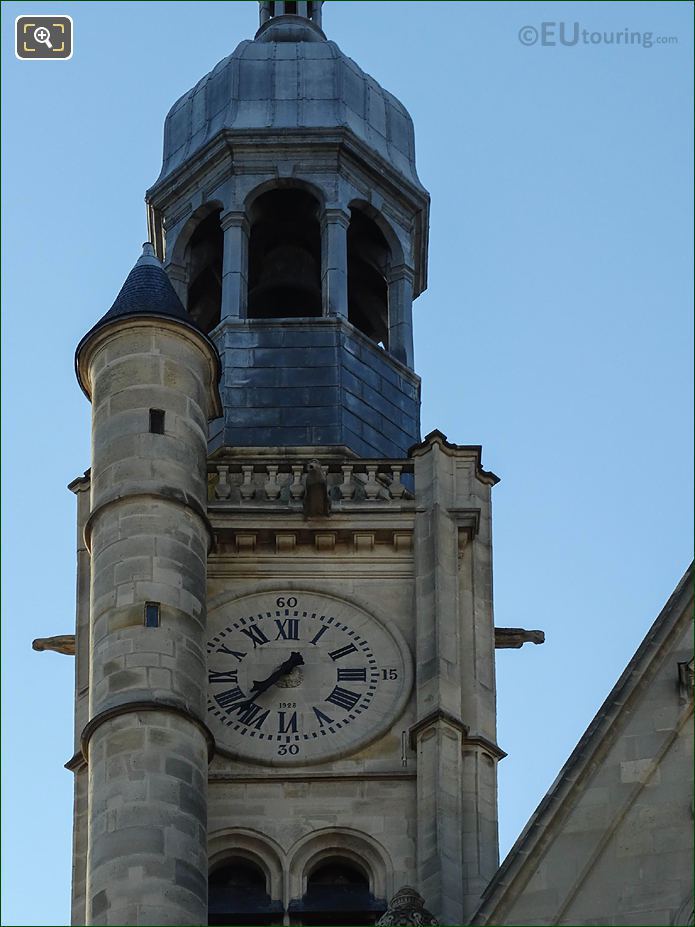 Saint-Etienne-du-Mont Church bell tower and clock