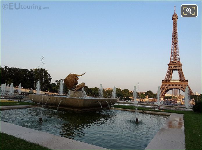 Eiffel Tower and Trocadero water fountains