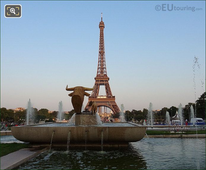 Eiffel Tower with Bull and Deer statue
