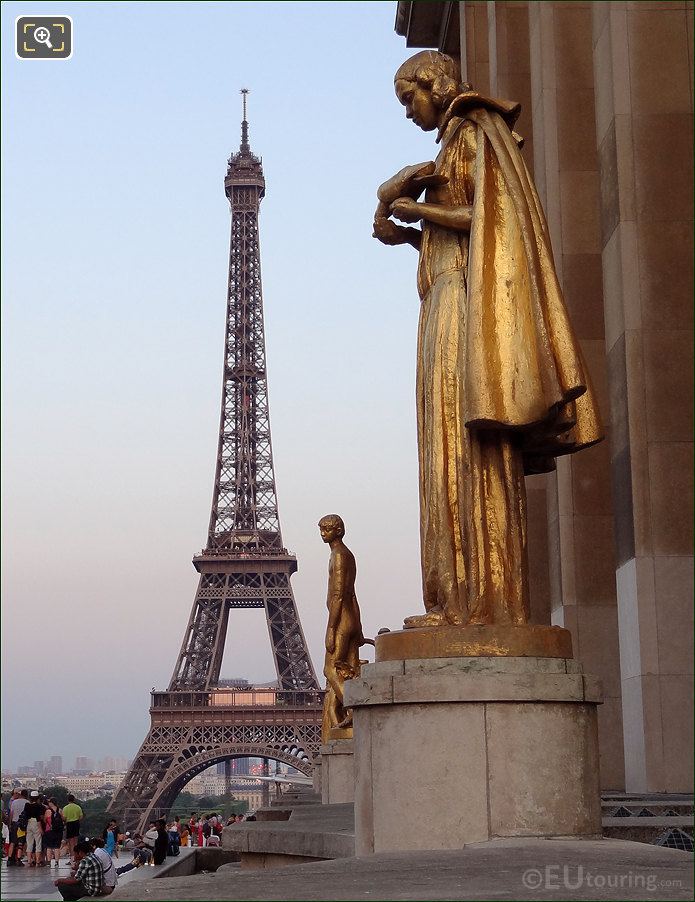 Eiffel Tower with golden statues