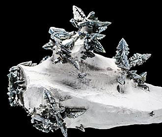 Silver mineral crystals at Galerie de Mineralogie et de Geologie