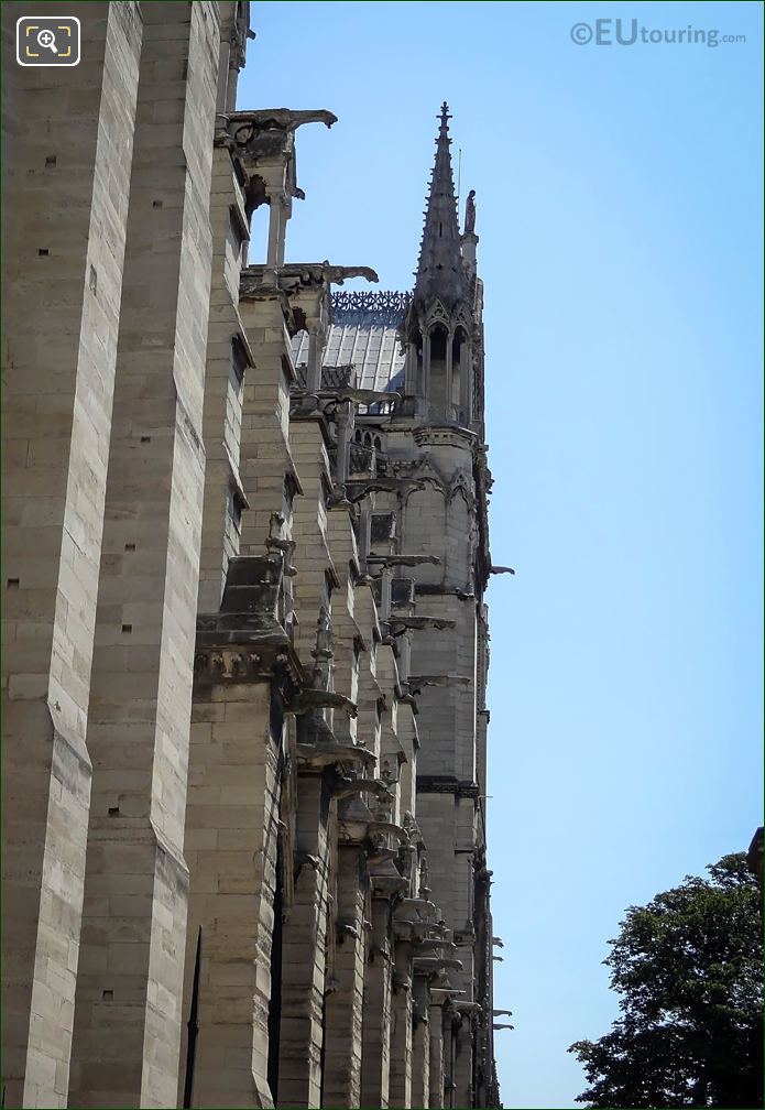Gargoyle sculptures south facade Notre Dame Cathedral