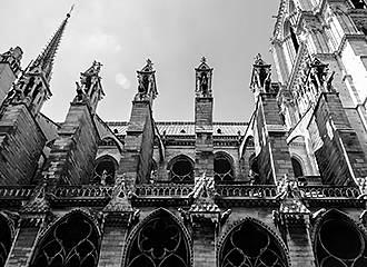 Northern flying buttresses of Notre Dame Cathedral
