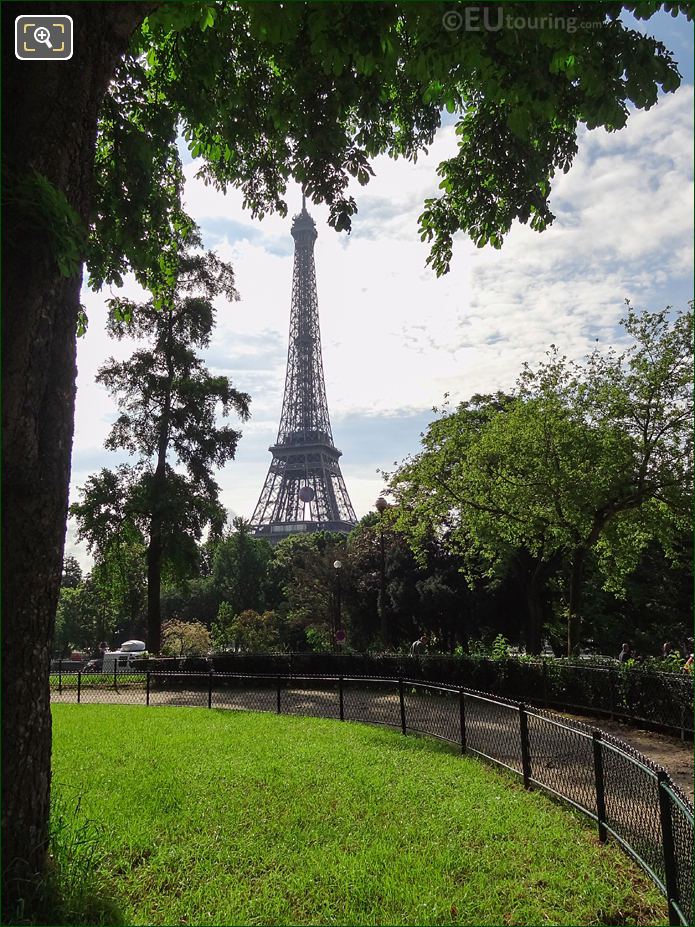 Eiffel Tower viewed from SW corner of Jardins du Trocadero