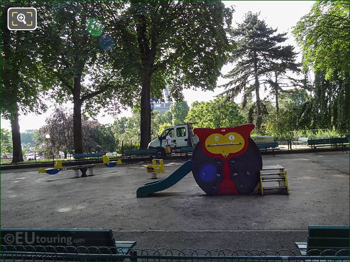 Childrens playground slide in Jardins du Trocadero