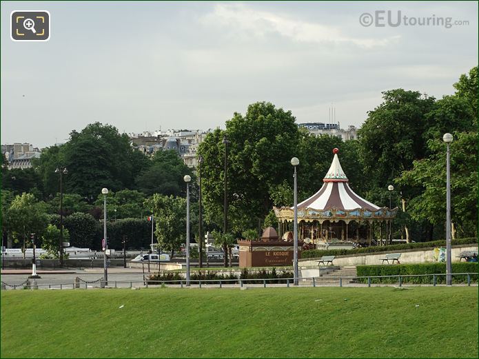 Traditional carousel in Jardins du Trocadero looking SW