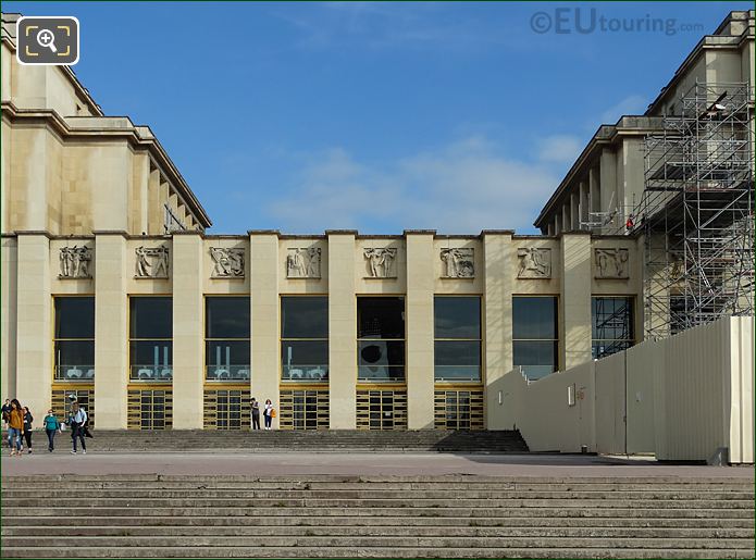 Palais de Chaillot lower SE facade in Jardins du Trocadero