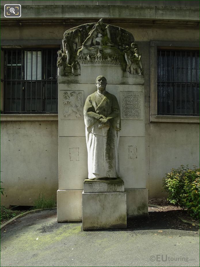 Paul Adam Monument in Jardins du Trocadero by Palais de Chaillot