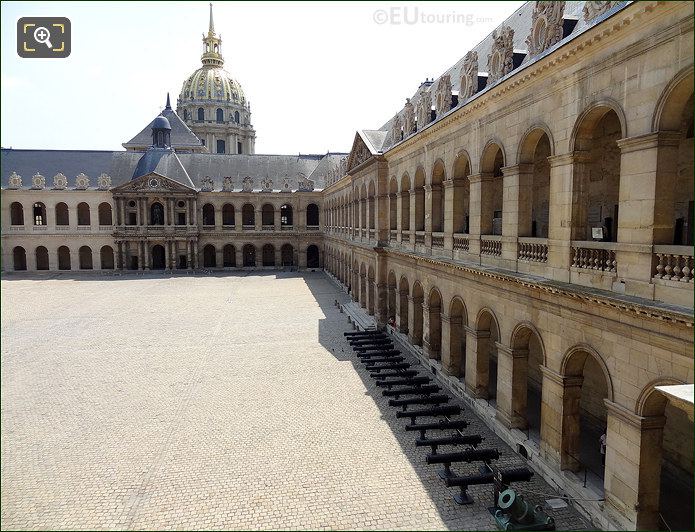 Les Invalides inner courtyard and Eglise du Dome