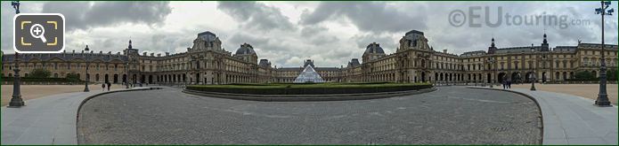 Panoramic Cour du Carrousel and Musee du Louvre