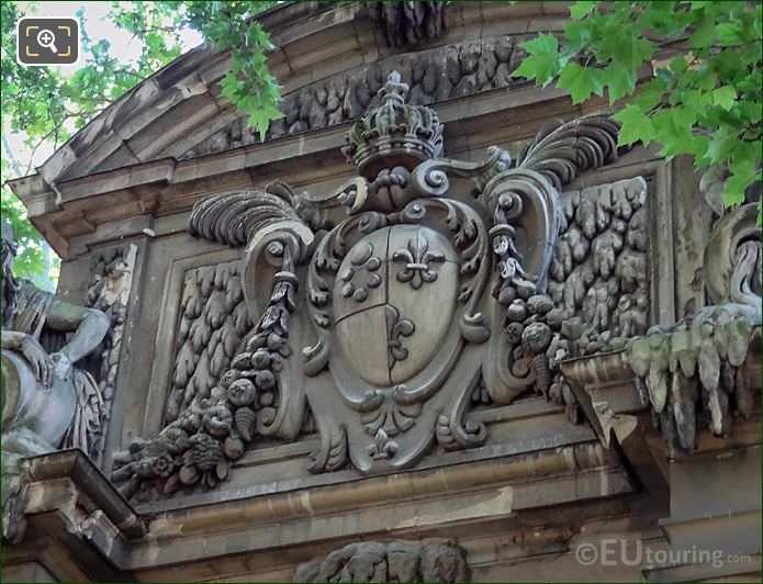 Coat of Arms of France and Medici on Fontaine Medicis