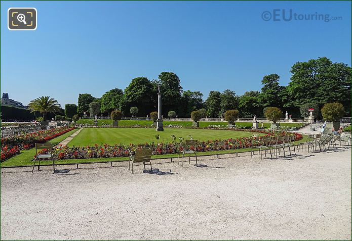View South over West semi-circular Parterre, Jardin du Luxembourg