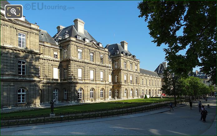 View North along Palais du Luxembourg East facade, Luxembourg Gardens, Paris