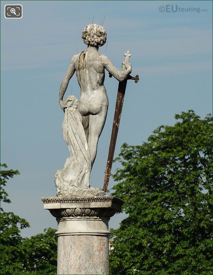 Jardin du Luxembourg David Conquers Goliath statue back