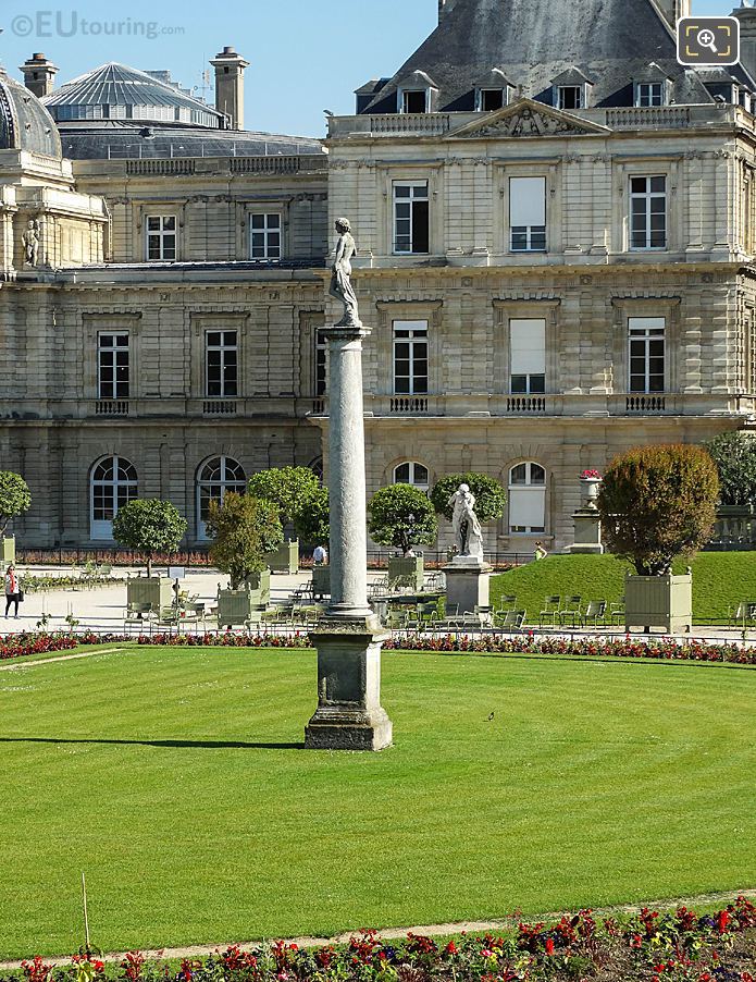Luxembourg Gardens historical statues in front of Palais du Luxembourg