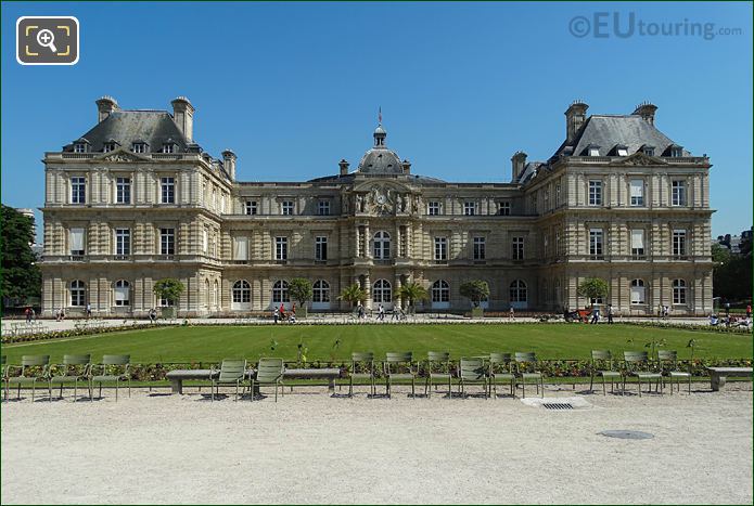 South facade of Palais du Luxembourg, Paris with formal garden