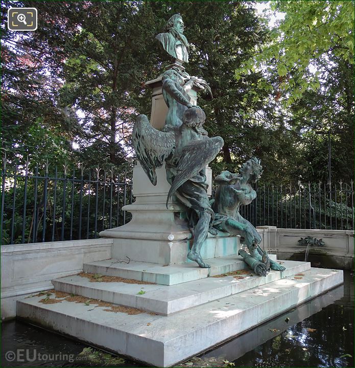 Left side view of Eugene Delacroix Monument in Luxembourg Gardens