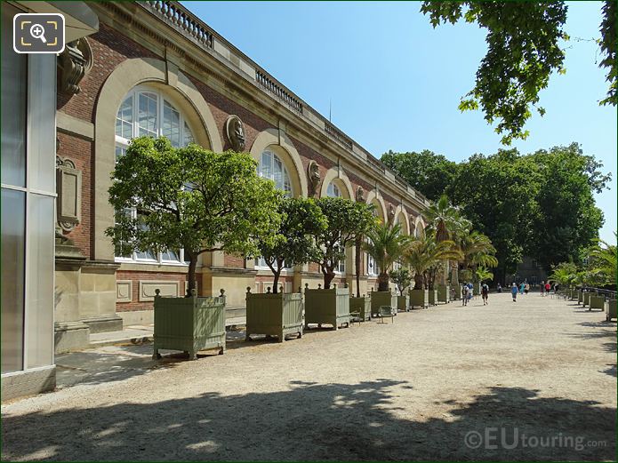 Luxembourg Gardens Orangery with its plant pots of orange trees
