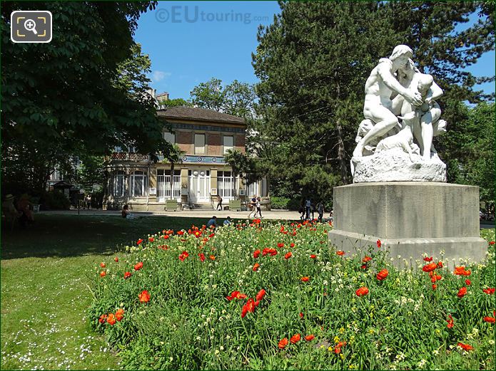 Pavillon Davioud and Joies de la Famille statue, Jardin du Luxembourg