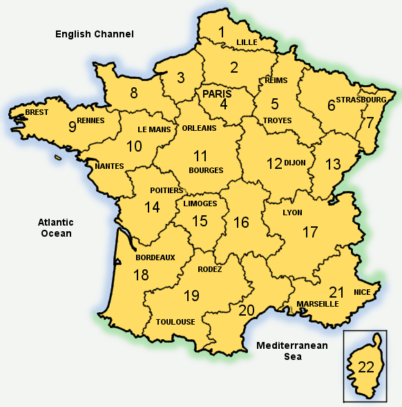 French Campsites France Regional Map