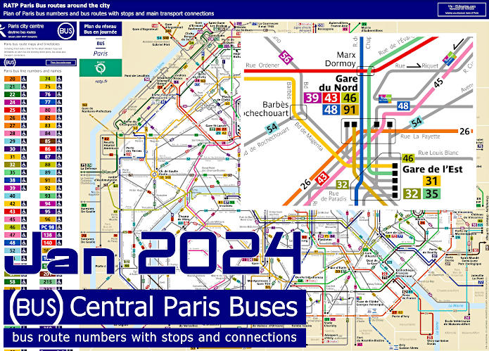 Route map of Paris buses