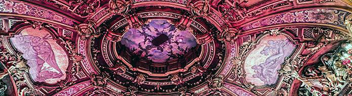 Ornate ceiling at Musee Grevin