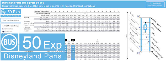 Disneyland Paris Bus Express 50 timetables and map