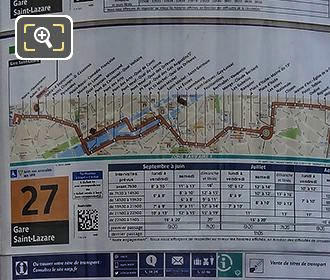 Paris RATP bus maps, timetables at bus stop