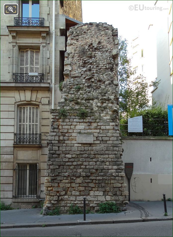 12th Century wall of King Philippe Auguste II on Rue Clovis