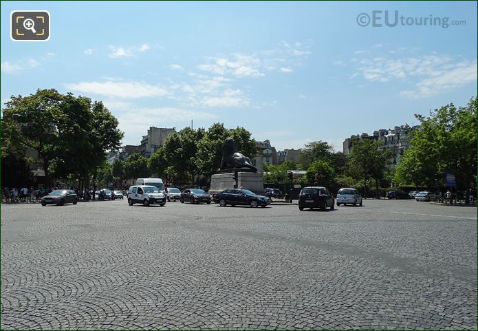 Traffic around Lion of Belfort Statue Place Denfert-Rochereau