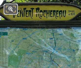 Paris Metro Map at Denfert-Rochereau Metro entrance