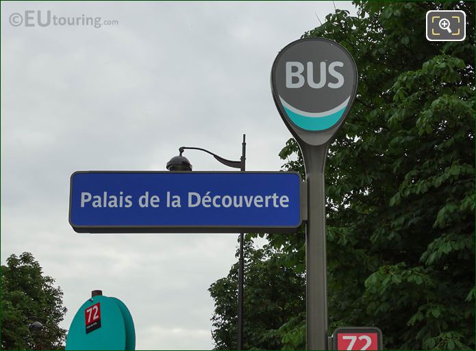 Palais de la Decouverte bus stop for Paris bus 72