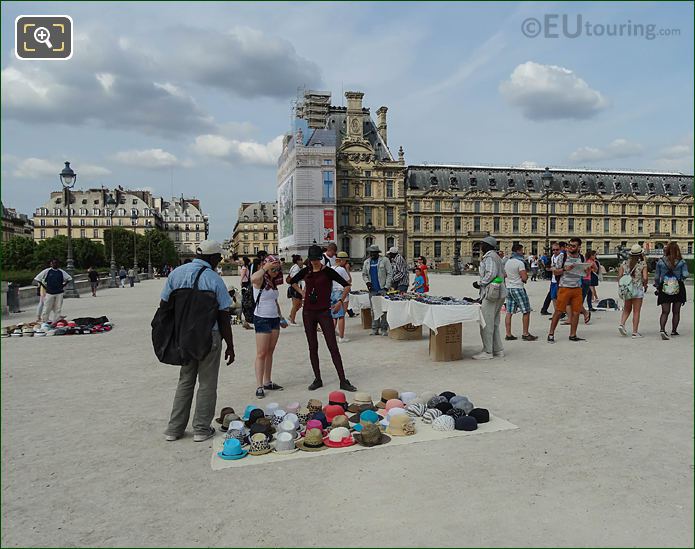 Street vendor selling hats at The Louvre Paris