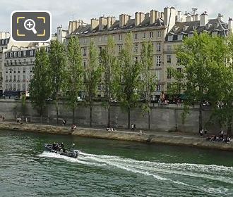 River Seine police boat in 1st Arrondissement Paris