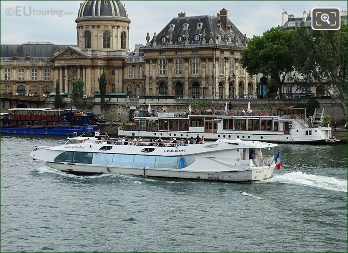 Canauxrama cruise boat Henri IV passing Institut de France