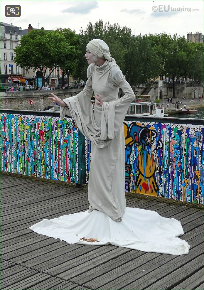 Human statue on Pont des Arts