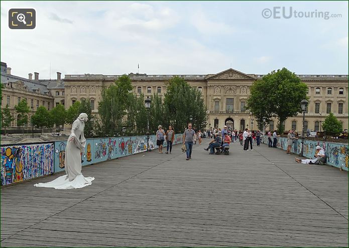 Pont des Arts with human statue street performer