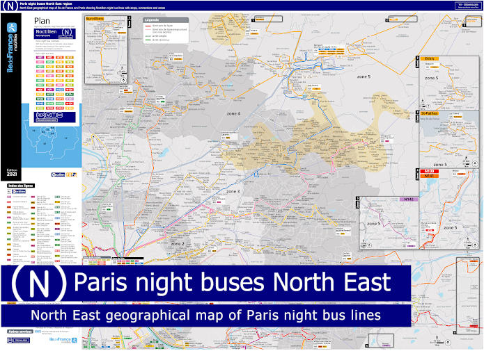 Paris night buses North East region