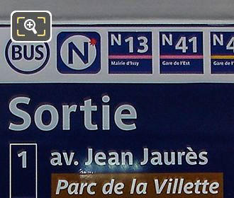 Paris Noctilien night bus sign Parc de la Villette