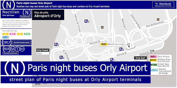 Paris night bus stops at Orly Airport